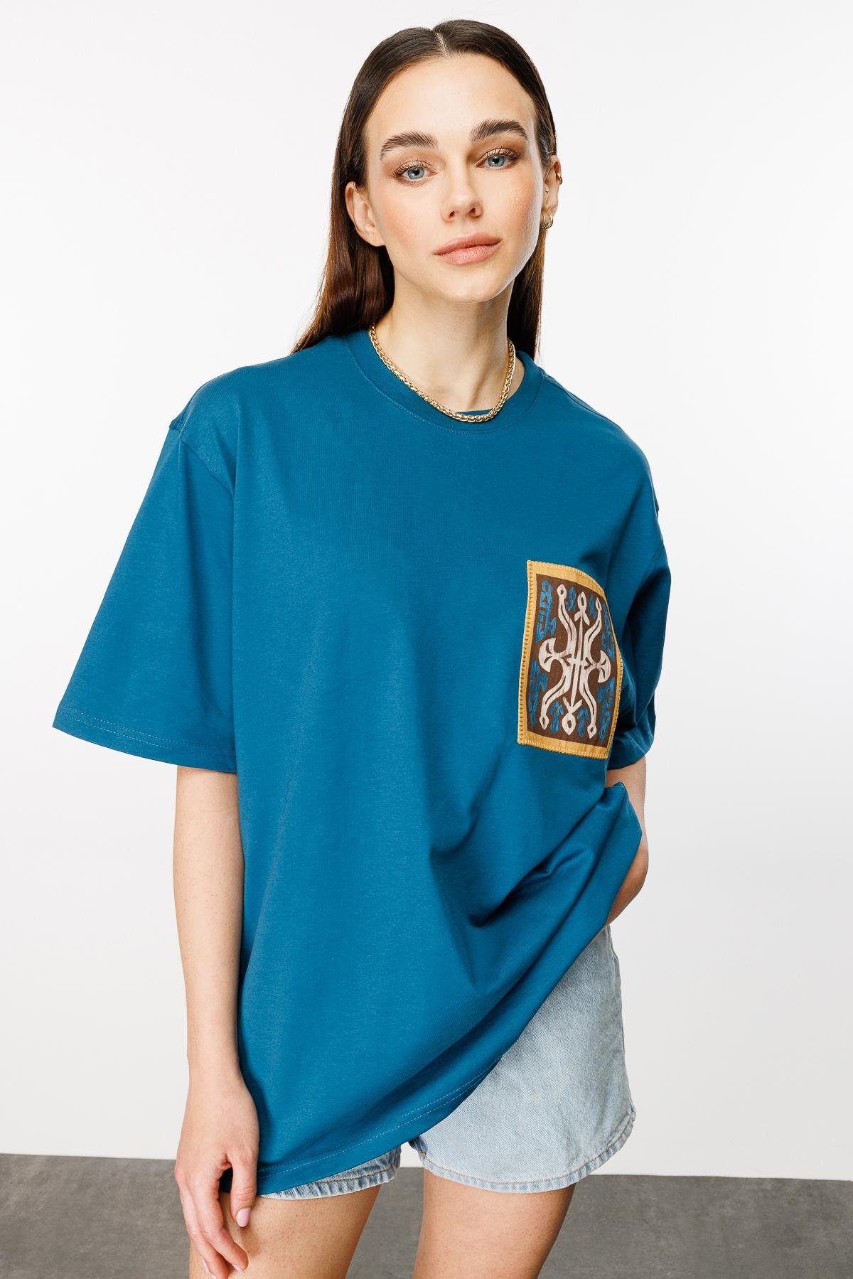 Ancient Tribes Oversize Tshirt - Petrol