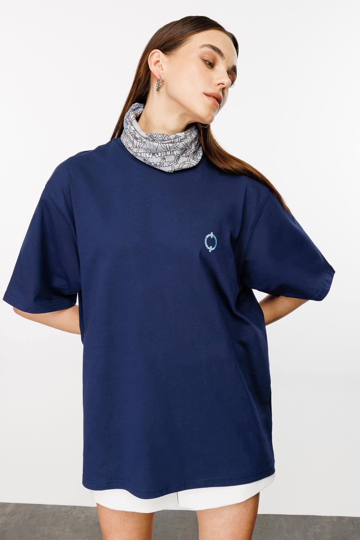 Gods of Horses and Snake Oversize Tshirt - Lacivert