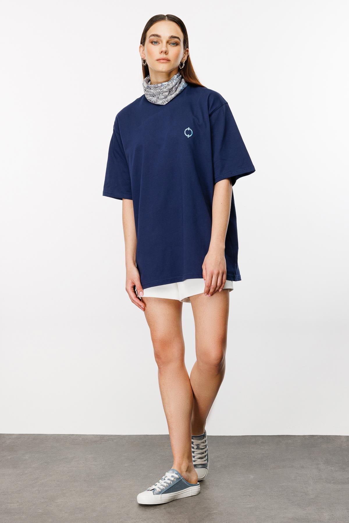 Gods of Horses and Snake Oversize Tshirt - Lacivert