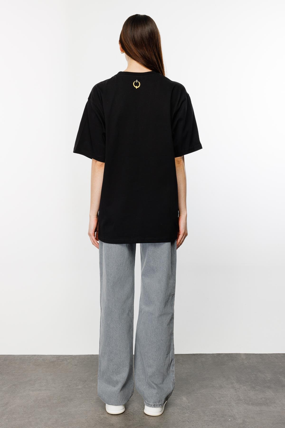 Nordic Hipster Oversize Tshirt - Siyah