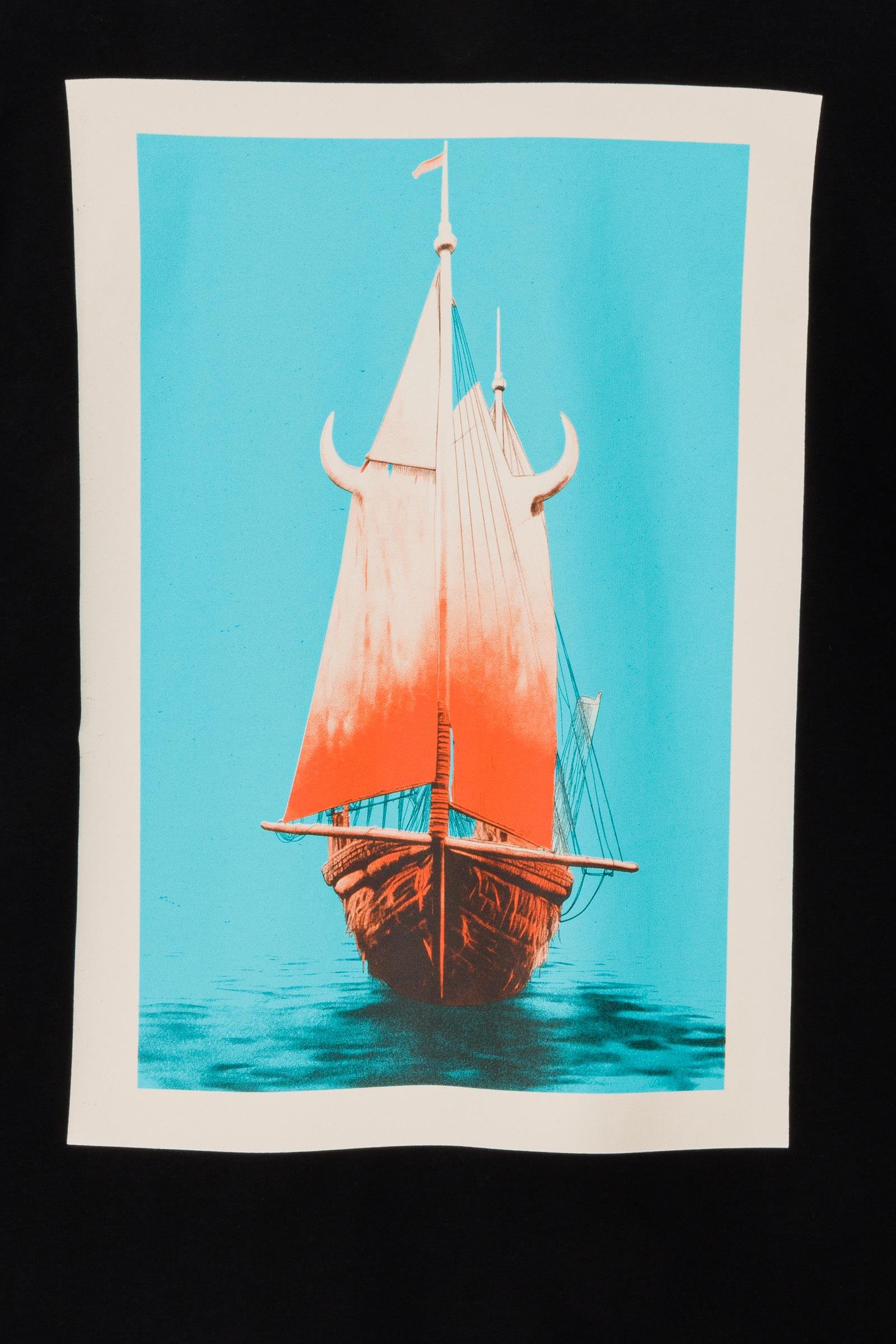 Sailing Ship Oversize Tshirt - Siyah