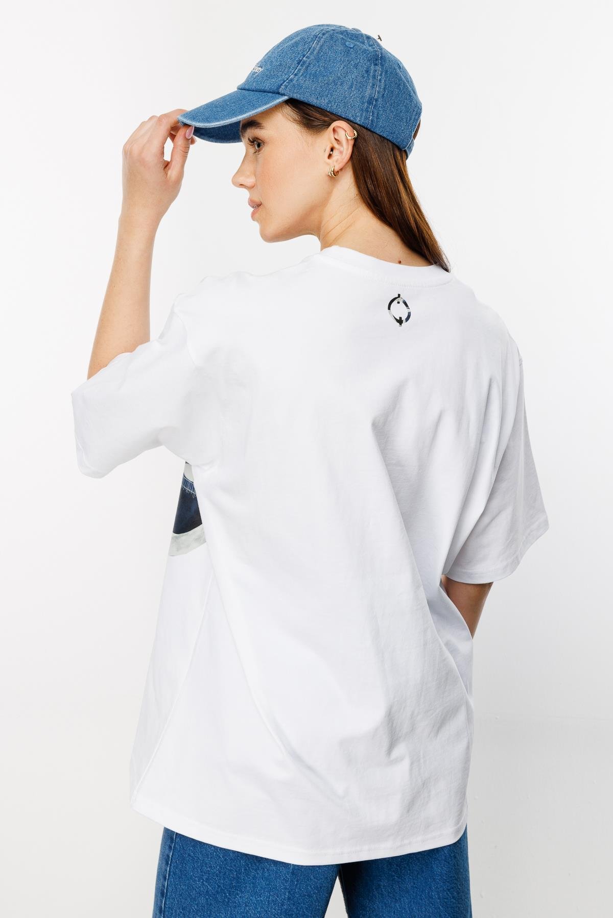 Tribal Logo Oversize Tshirt - Beyaz