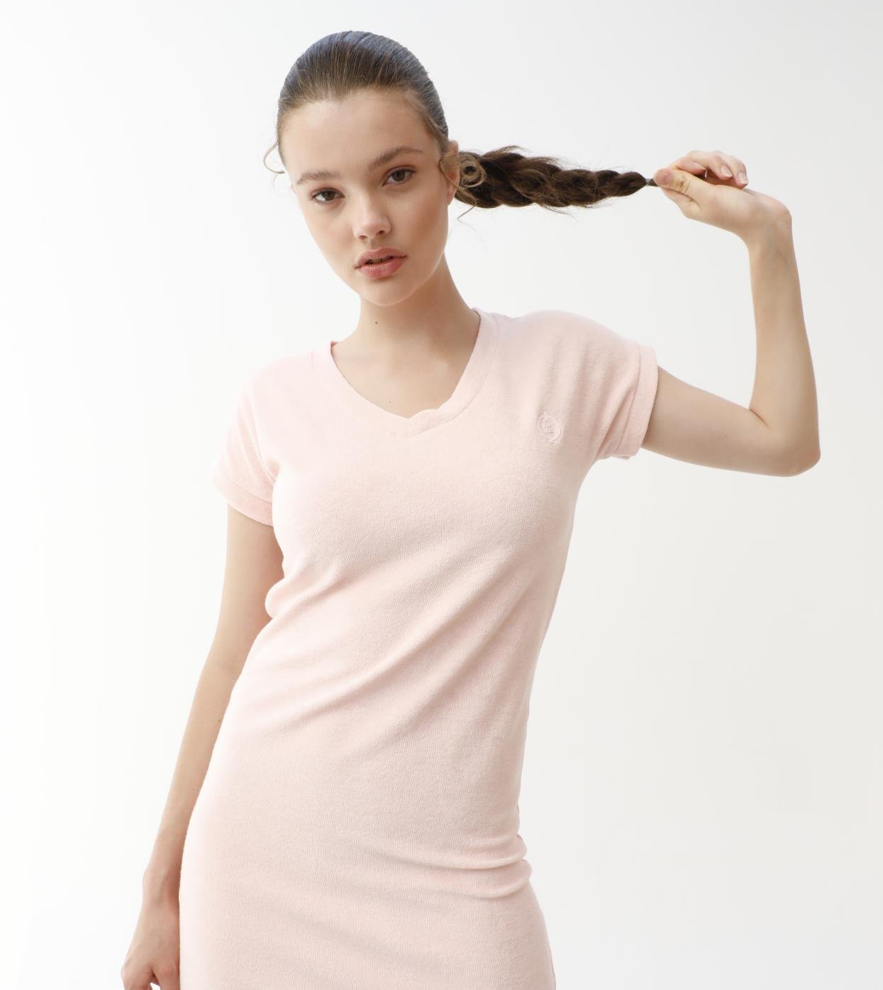 V Yaka Kumaş Kadın Elbise