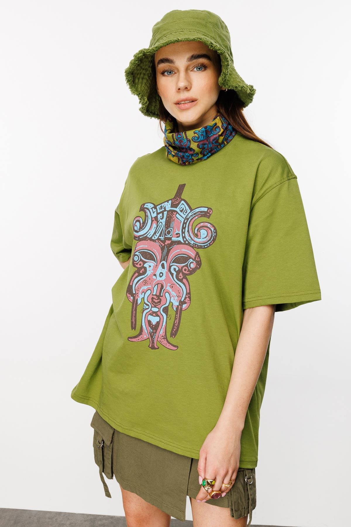 Viking Klan Oversize Tshirt - Haki