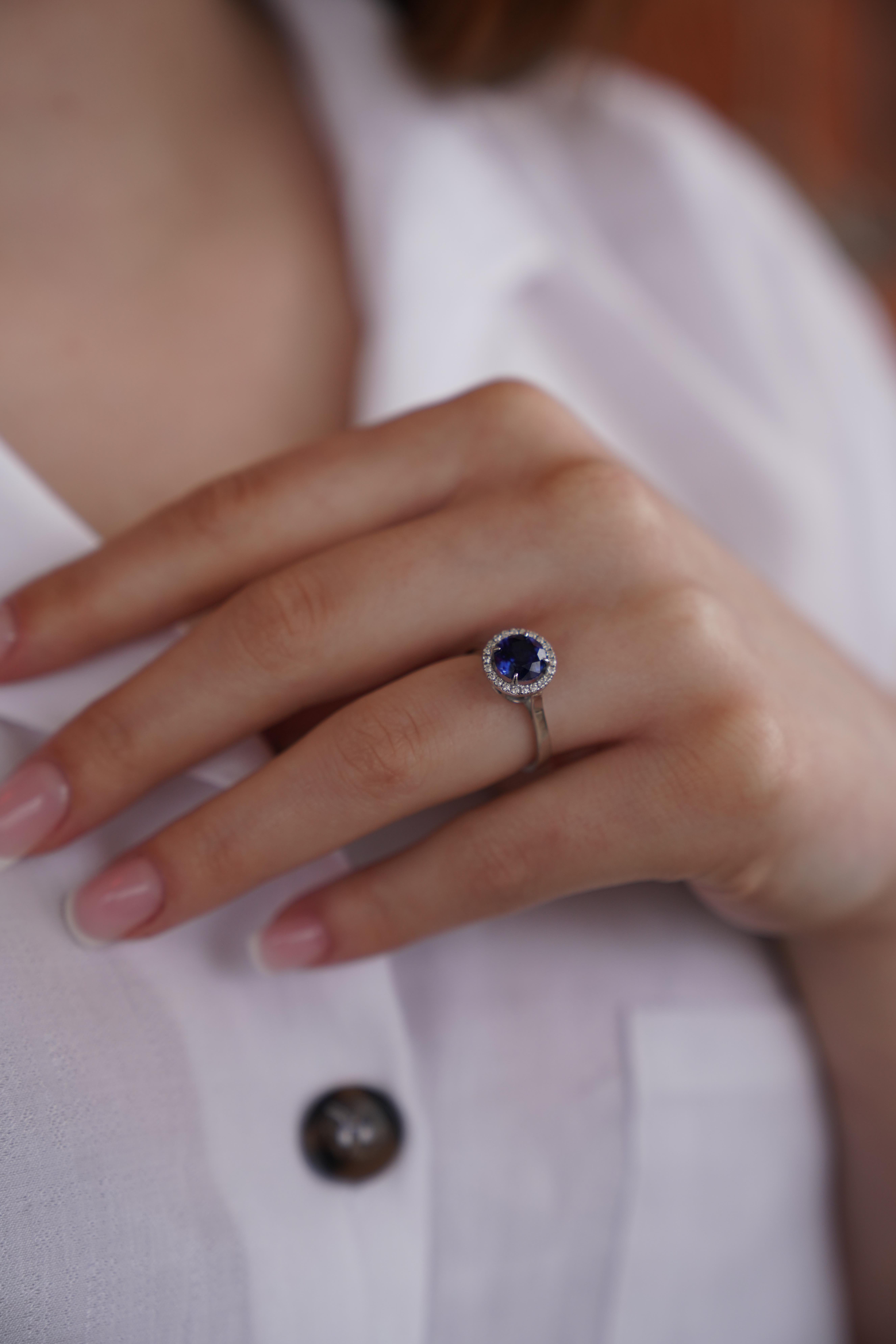 2.01 Karat Pırlanta - Safir Taşlı Yüzük