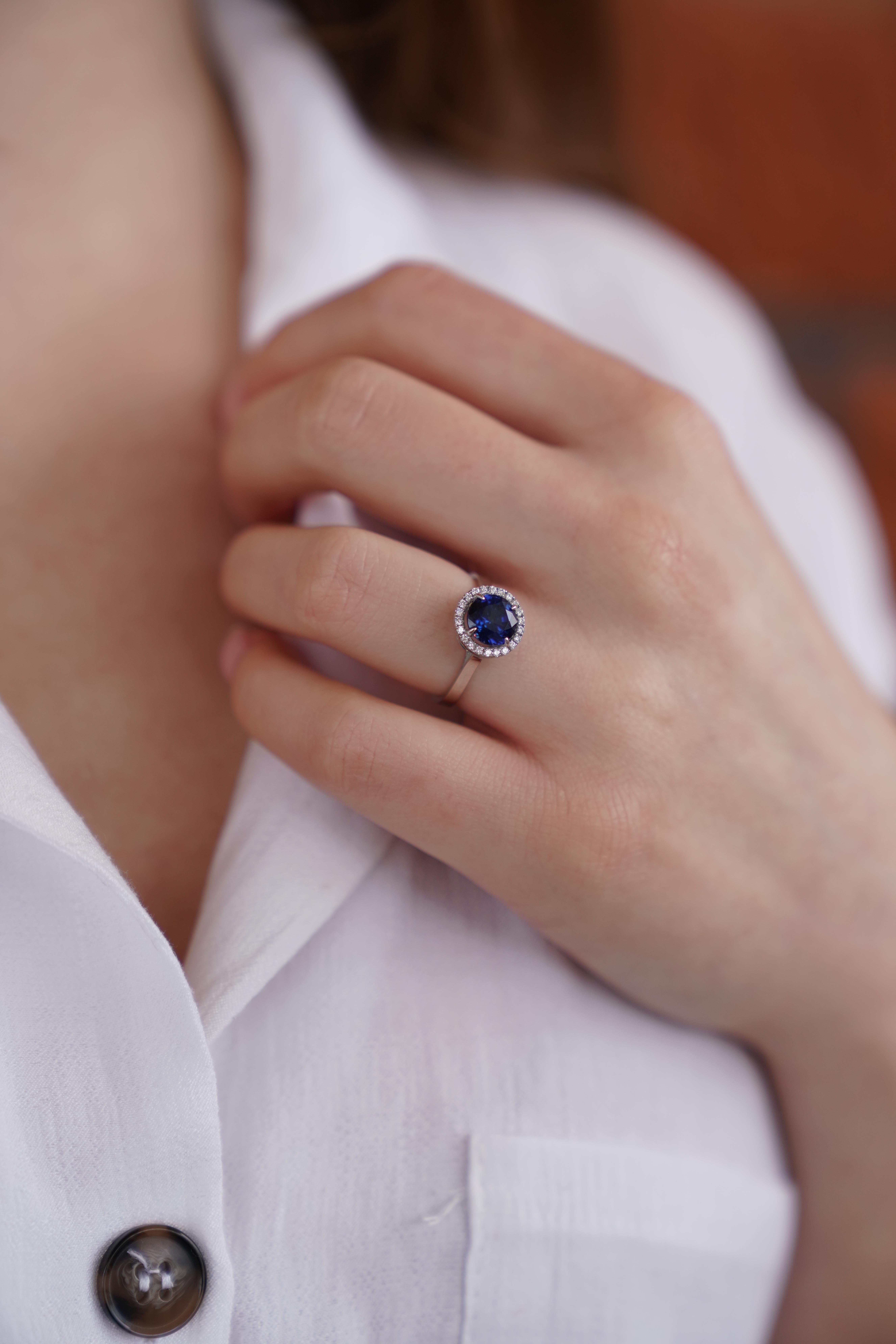 2.01 Karat Pırlanta - Safir Taşlı Yüzük
