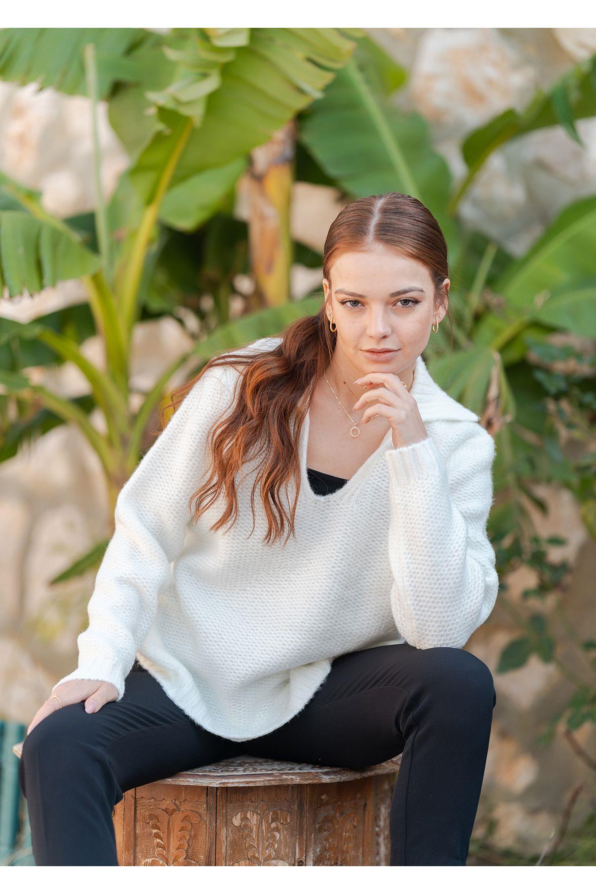 Gömlek Yaka Oversize Basic Kazak