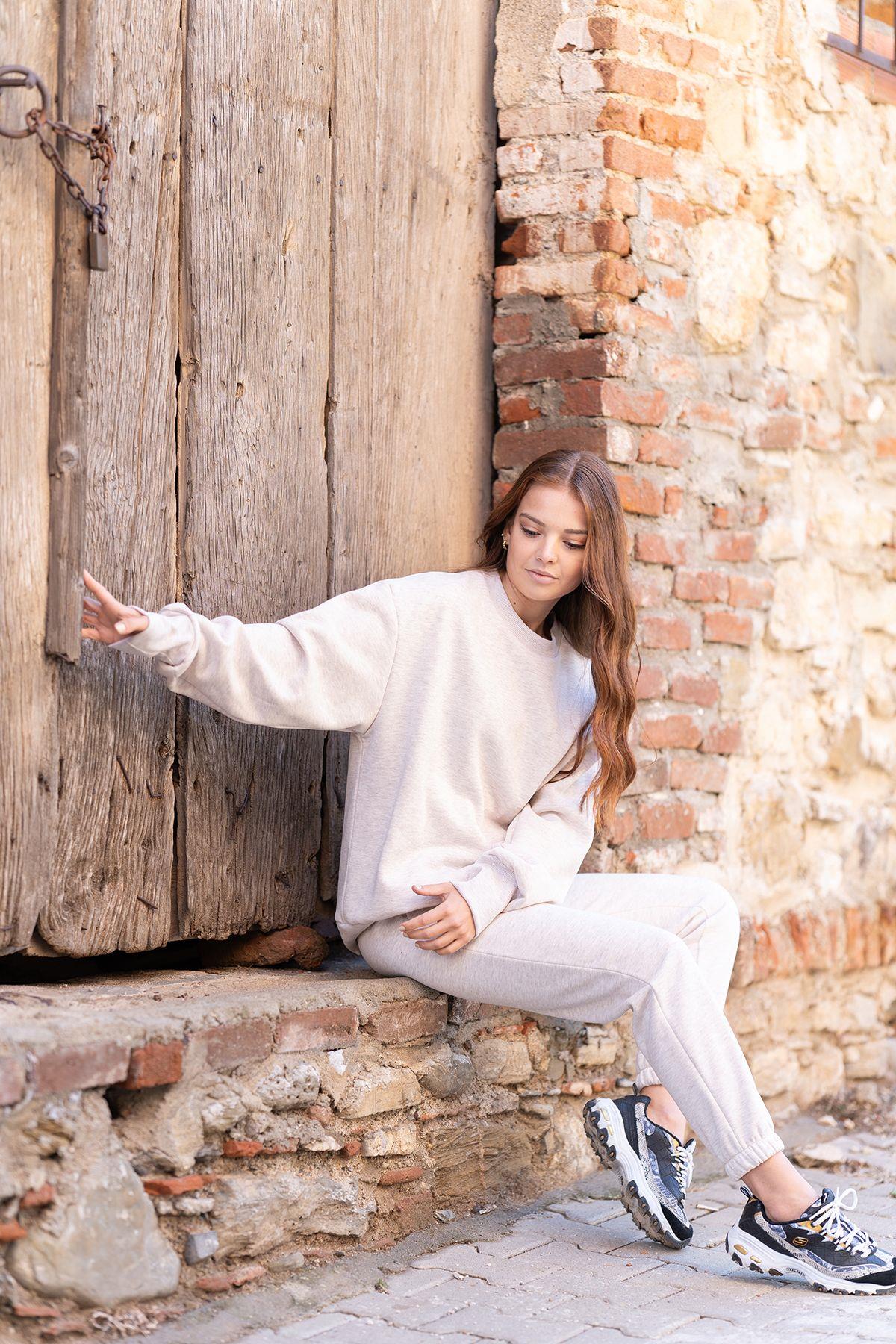 Kadın Oversize 3 İplik Şardonlu Eşofman Takım