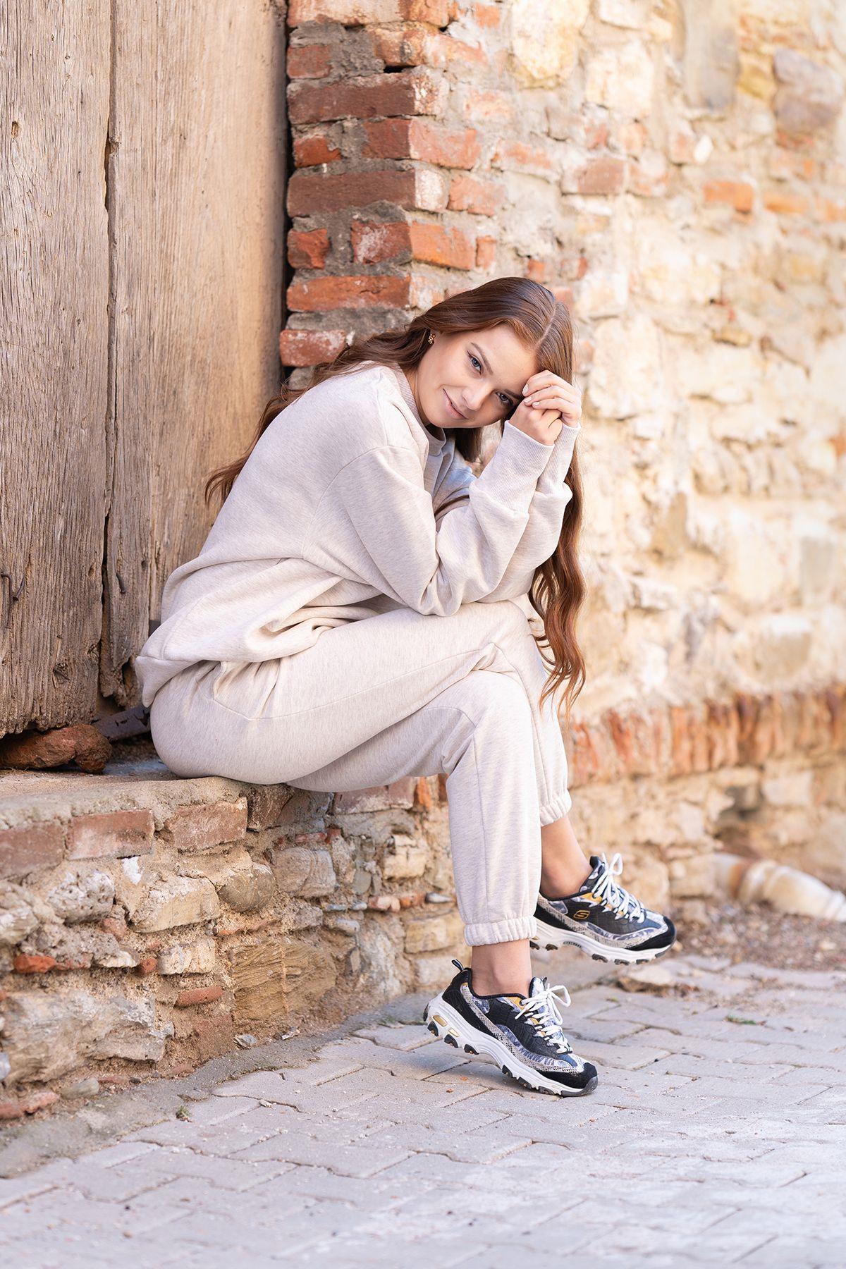 Kadın Oversize 3 İplik Şardonlu Eşofman Takım