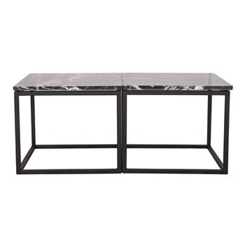 3A Mobilya Siyah Mermer Kare Sehpa 2 li - Siyah Beyaz