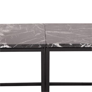 3A Mobilya Siyah Mermer Kare Sehpa 2 li - Siyah Beyaz