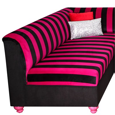 3A Mobilya Fuşya Siyah Epengle Kadife L Kanepe