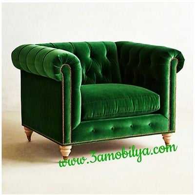 3A Mobilya Modern Green Berjer-Yeşil