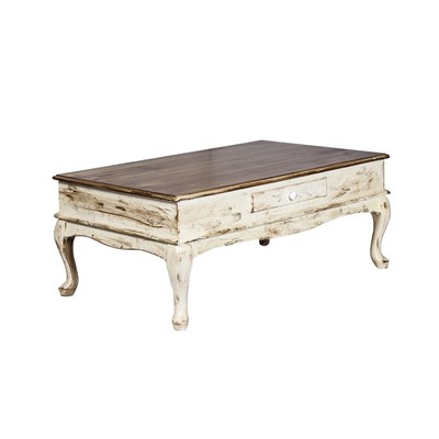 3A Mobilya Krem Kahve Eskitme Sehpa - Krem-Kahve