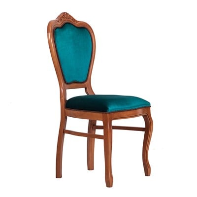 3A Mobilya Osmanlı Turkuazı Oymalı Sandalye - Turkuaz