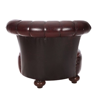 3A Mobilya Antik Kızıl Deri Lena Berjer - Pulap Kızıl Kahve