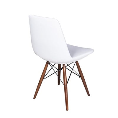 3A Mobilya Beyaz Deri Ahşap Çapraz Ayak Sandalye - Beyaz