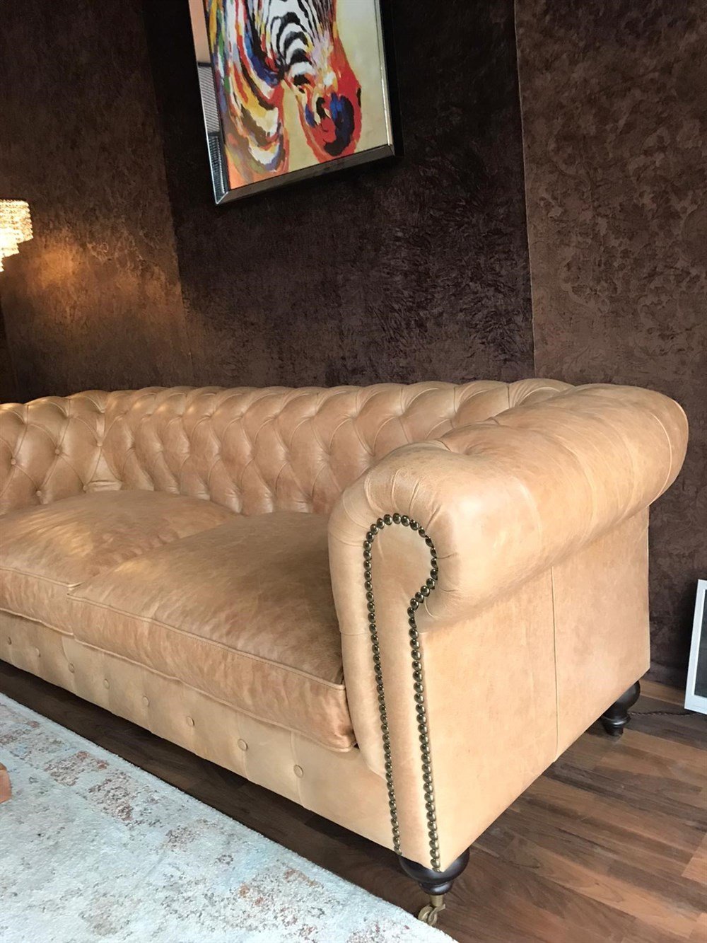 3A BRİSTOL TABA HAKİKİ DERİ CHESTERFİELD