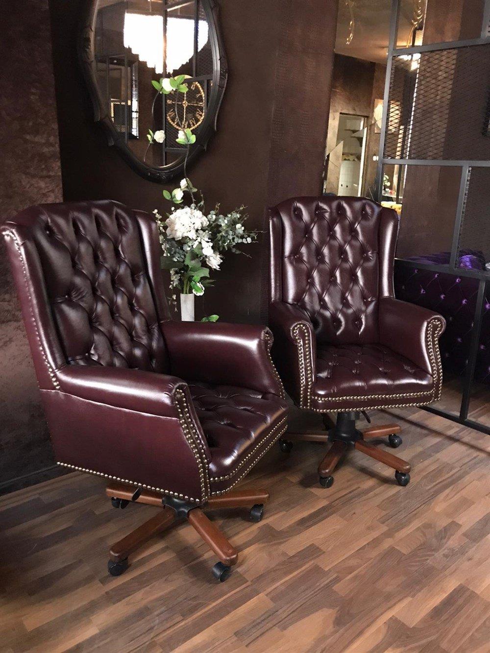 3A ELEGANCE HAKİKİ DERİ MAKAM KOLTUĞU