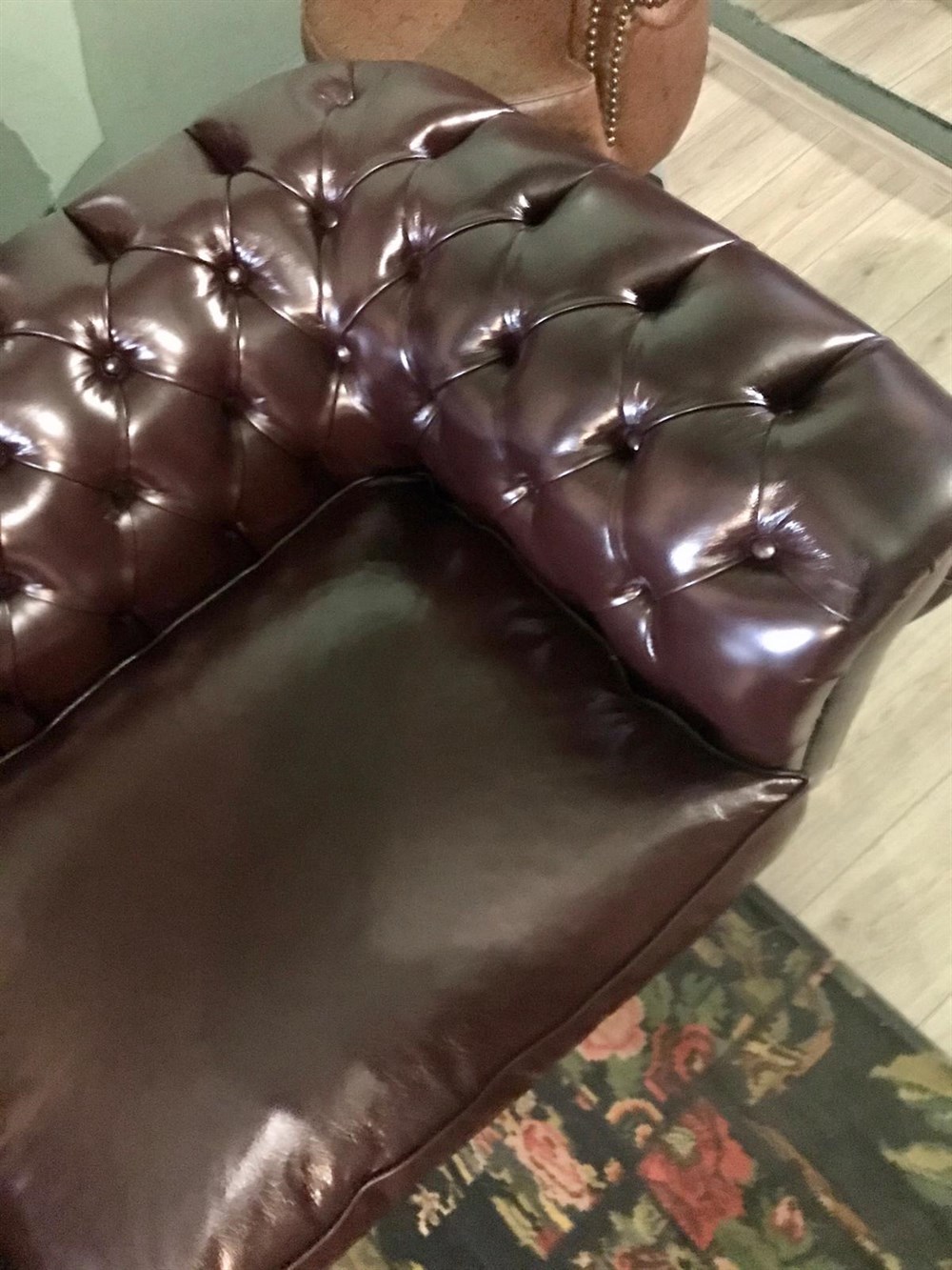 3A HAKİİ DERİ YAĞ YEŞİLİ CHESTERFİELD