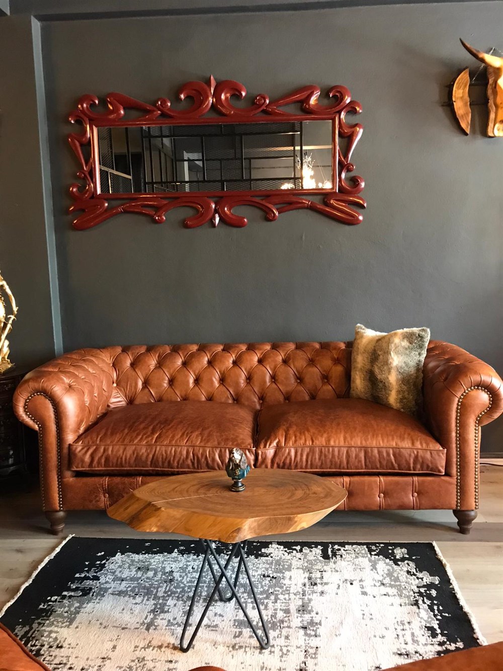 3A HAKİKİ DERİ BİG BOSS CHESTERFİELD TAKIMI