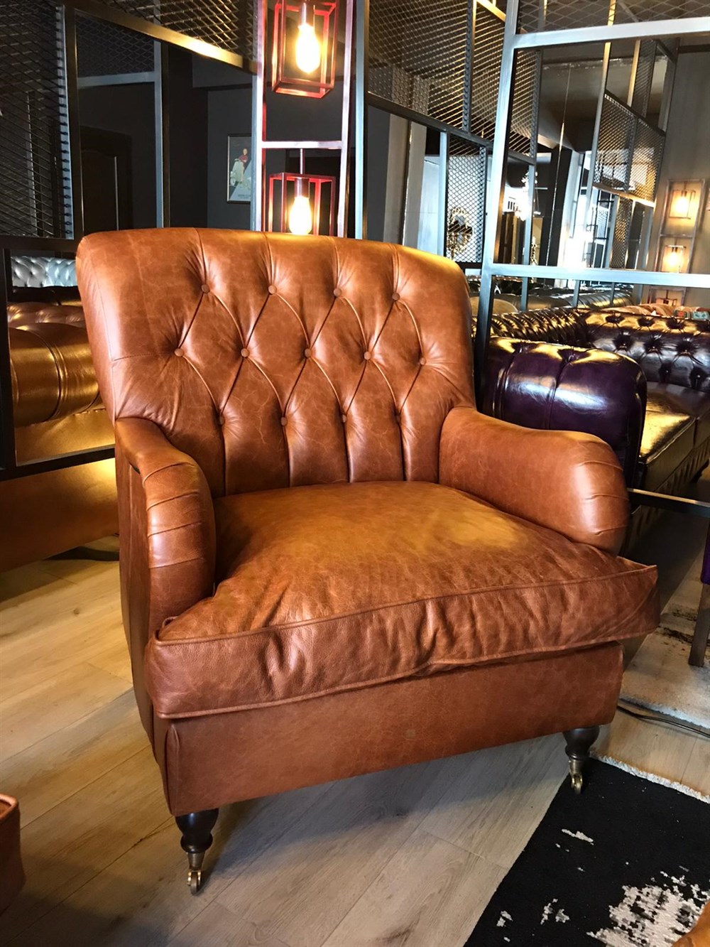 3A HAKİKİ DERİ BİG BOSS CHESTERFİELD TAKIMI