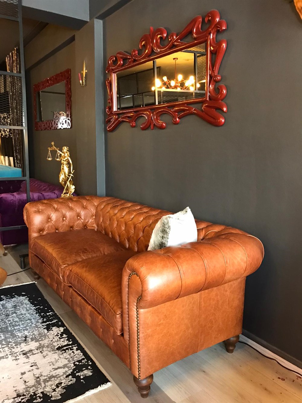 3A HAKİKİ DERİ BİG BOSS CHESTERFİELD TAKIMI