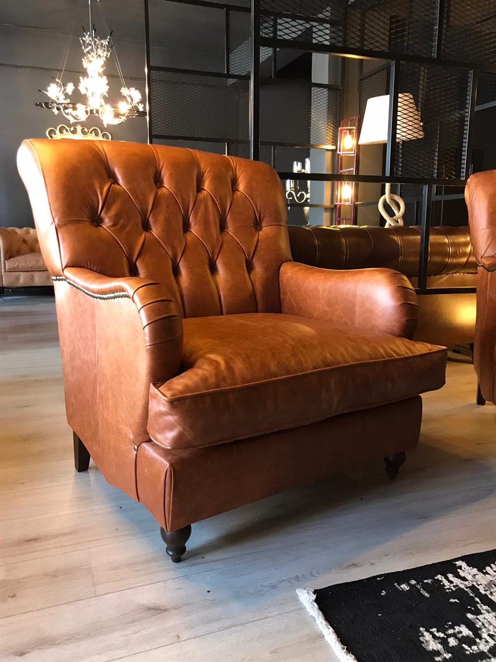 3A HAKİKİ DERİ BİG BOSS CHESTERFİELD TAKIMI