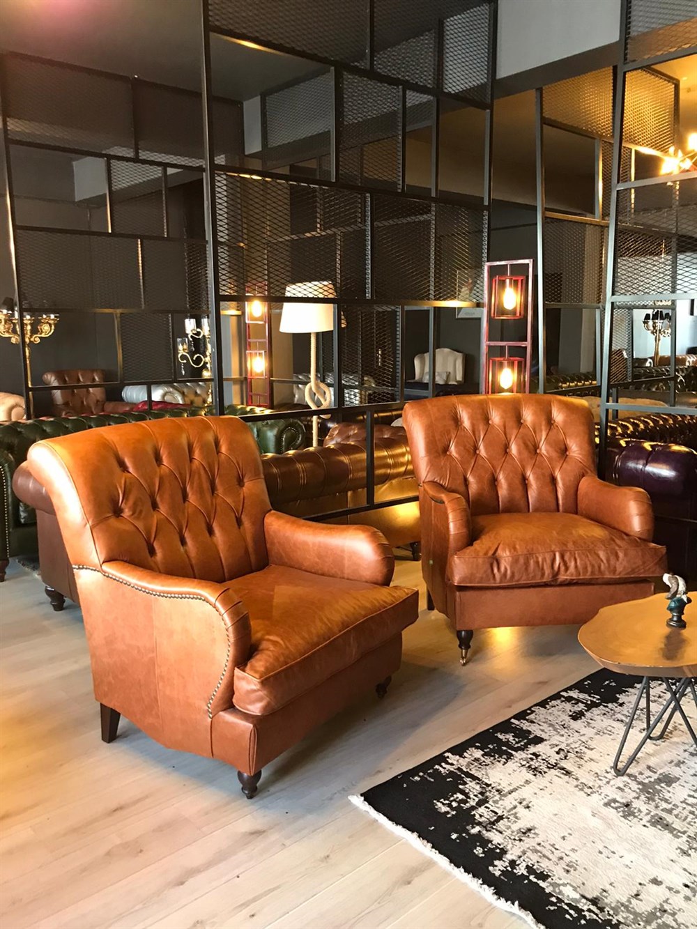 3A HAKİKİ DERİ BİG BOSS CHESTERFİELD TAKIMI