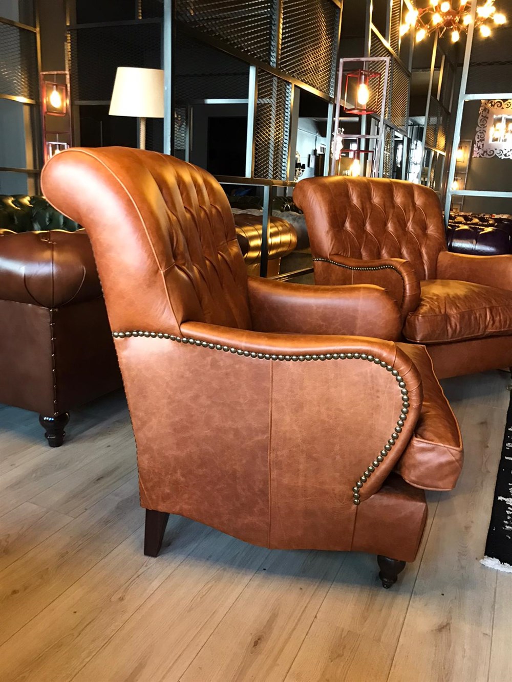 3A HAKİKİ DERİ BİG BOSS CHESTERFİELD TAKIMI