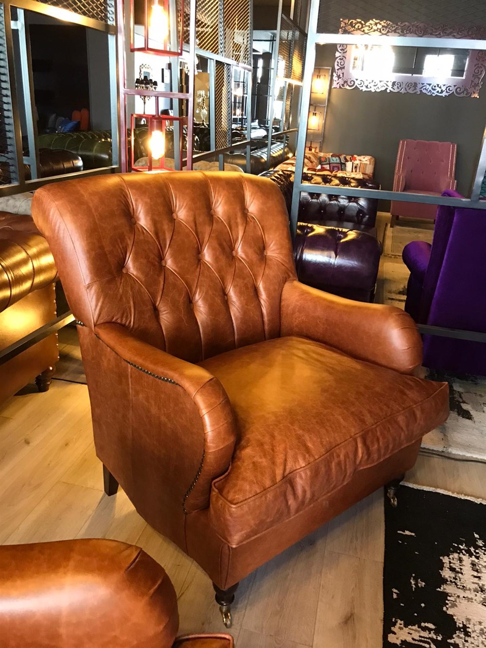 3A HAKİKİ DERİ BİG BOSS CHESTERFİELD TAKIMI