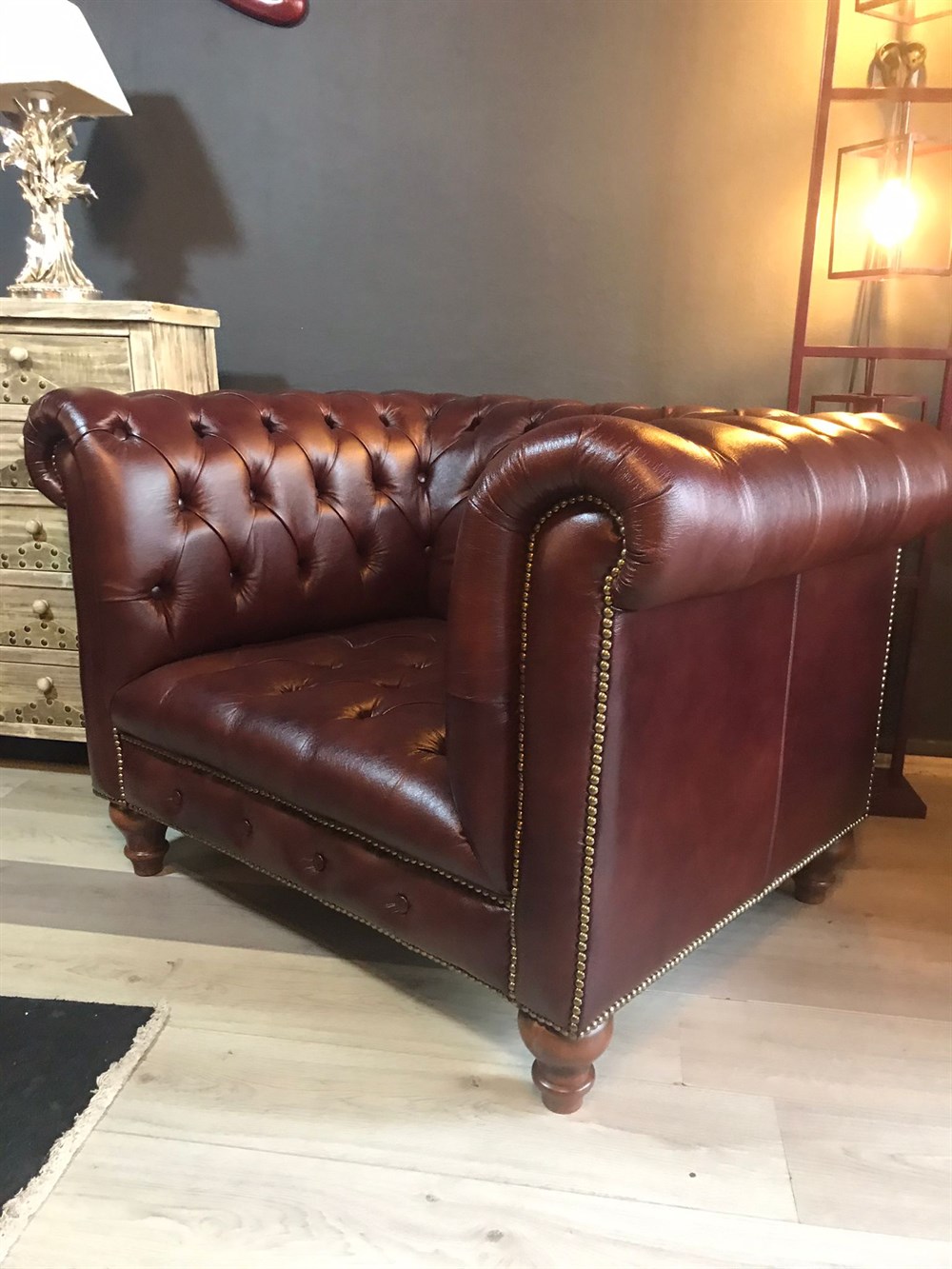 3A HAKİKİ DERİ BRADFORFD CHESTERFİELD  3+1+1