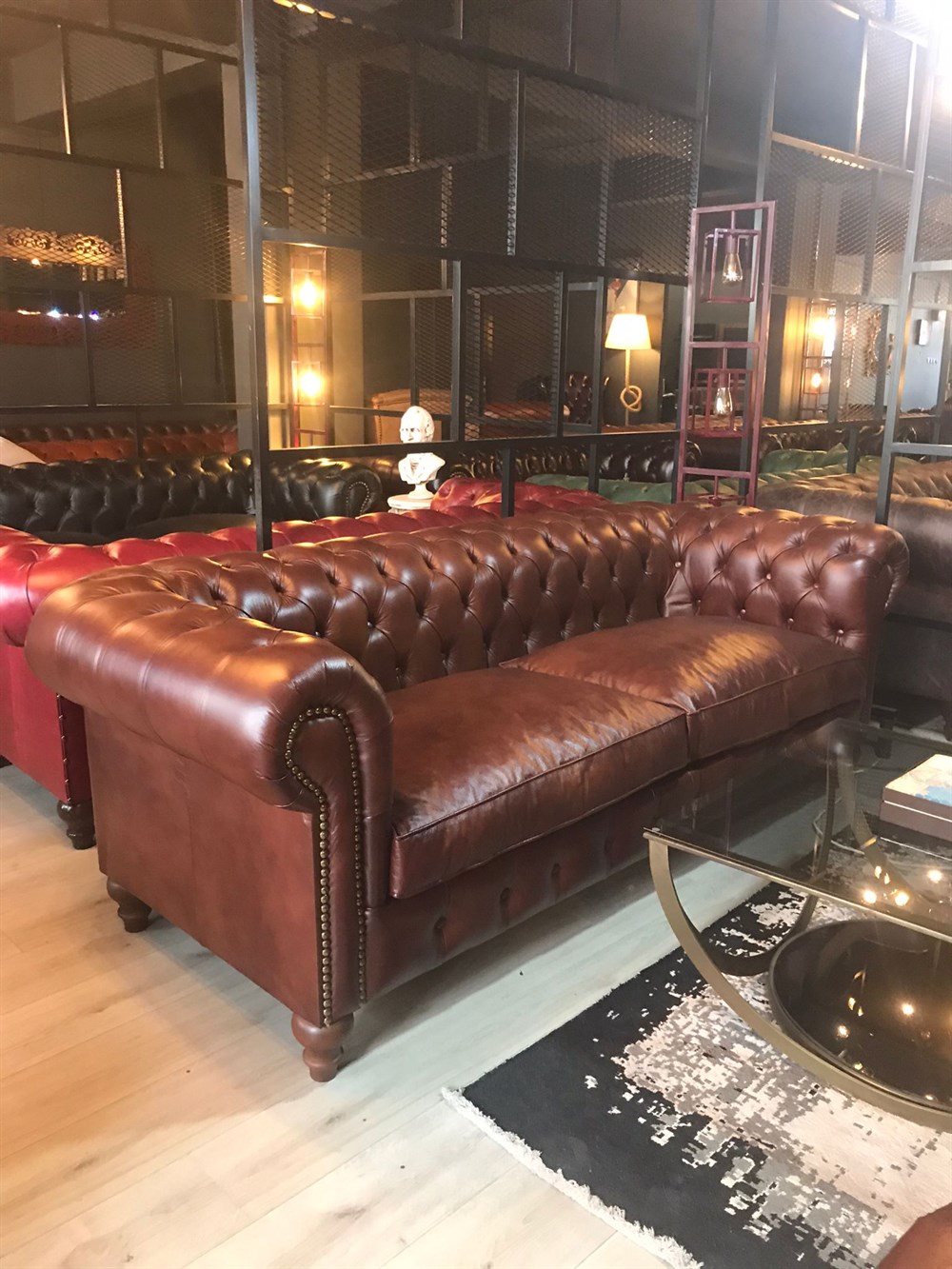 3A HAKİKİ DERİ BRADFORFD CHESTERFİELD  3+1+1