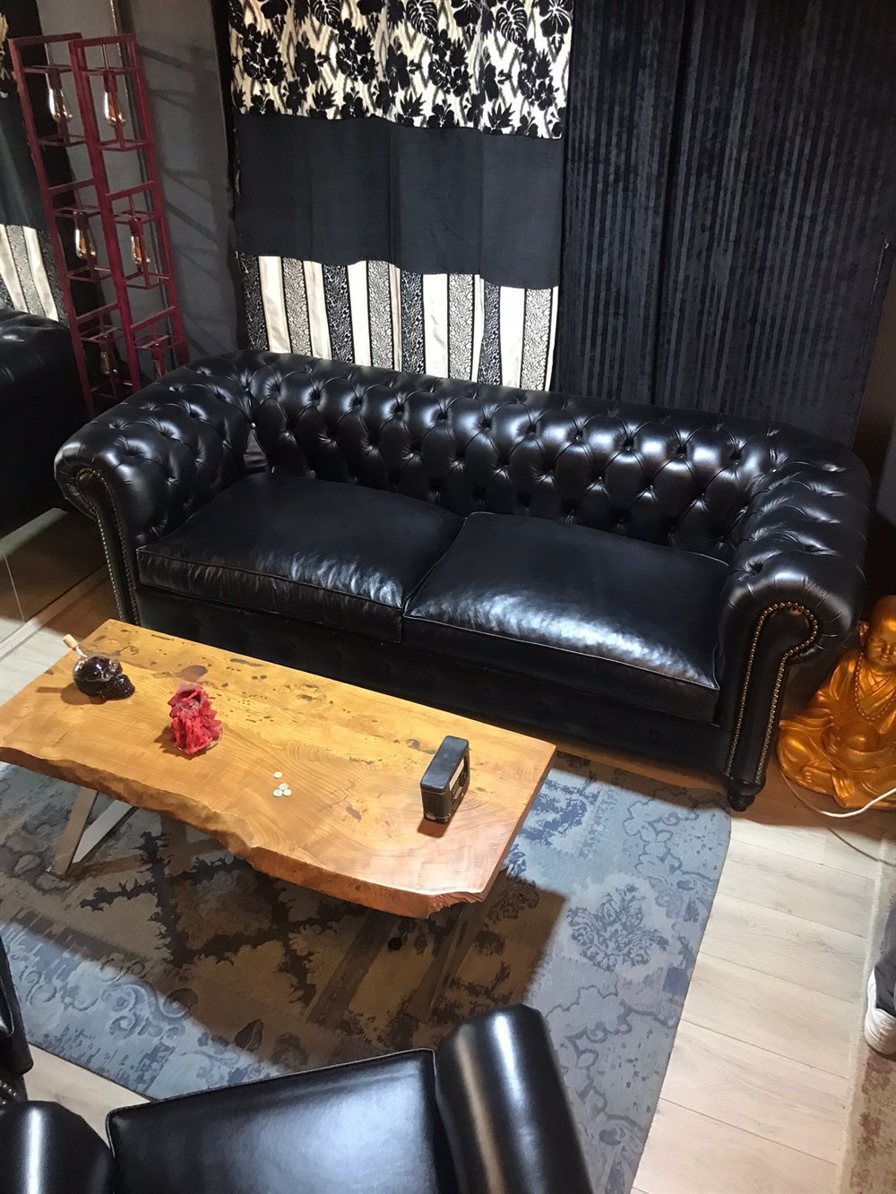 3A HAKİKİ DERİ BRİTANYA CHESTERFİELD TAKIMI 3+1+1