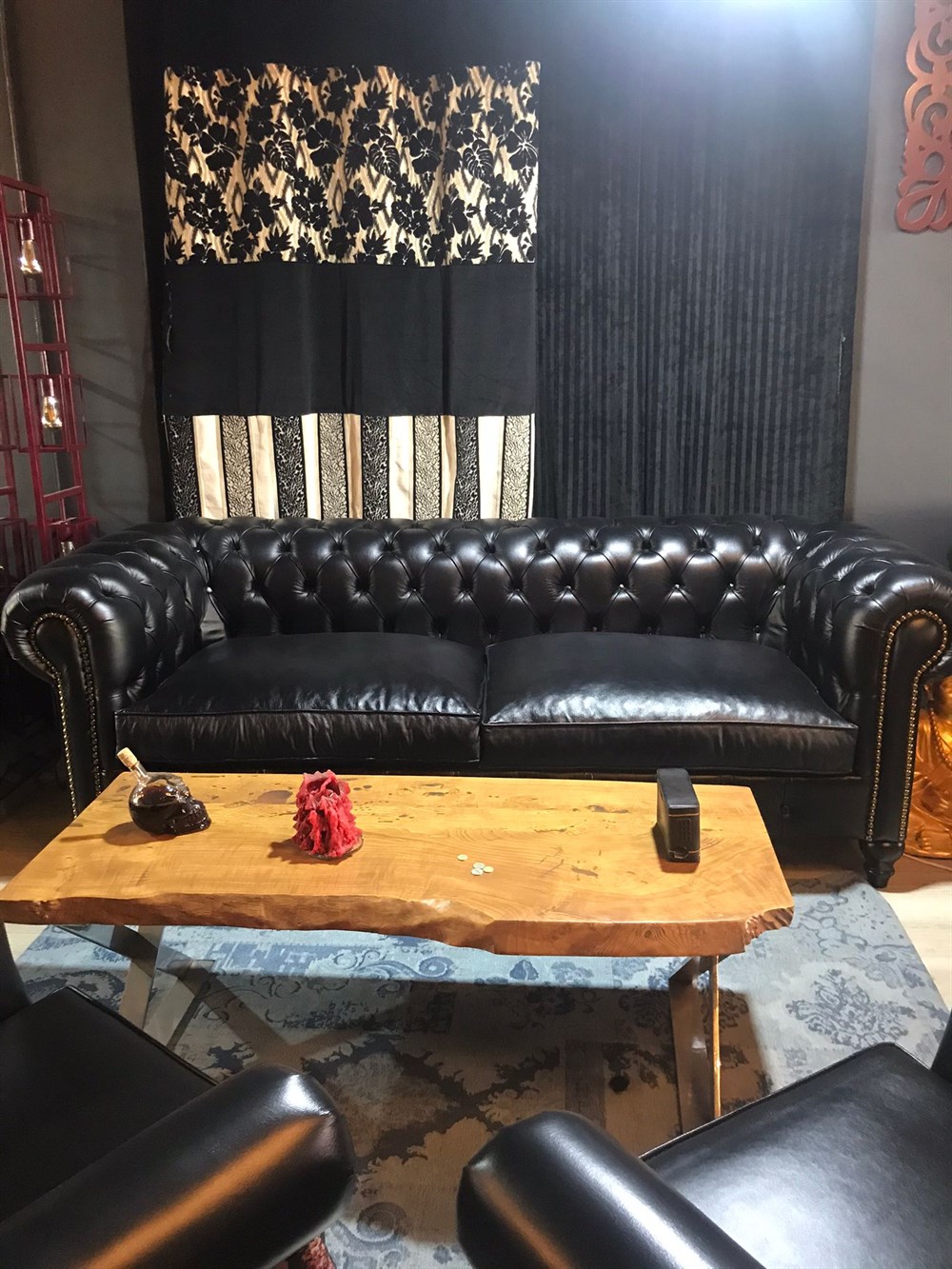 3A HAKİKİ DERİ BRİTANYA CHESTERFİELD TAKIMI 3+1+1