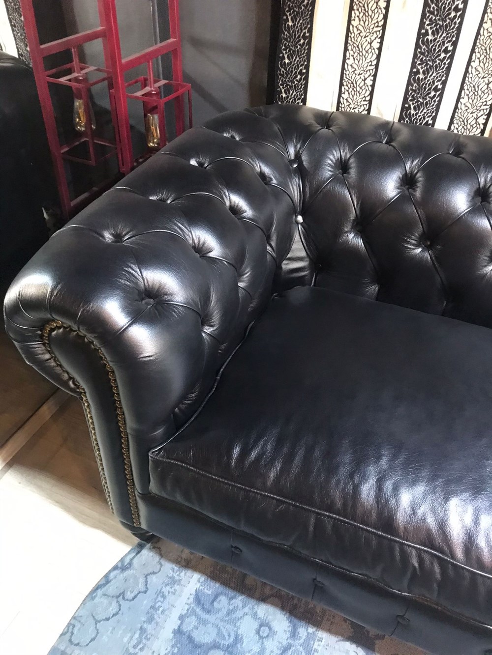 3A HAKİKİ DERİ BRİTANYA CHESTERFİELD TAKIMI 3+1+1