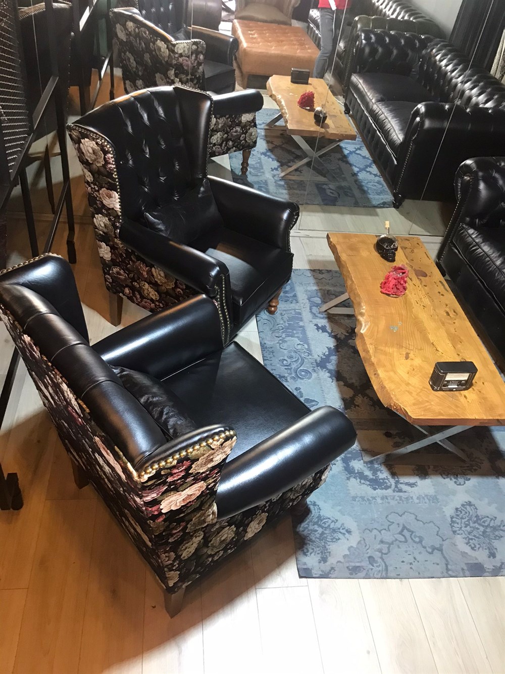 3A HAKİKİ DERİ BRİTANYA CHESTERFİELD TAKIMI 3+1+1