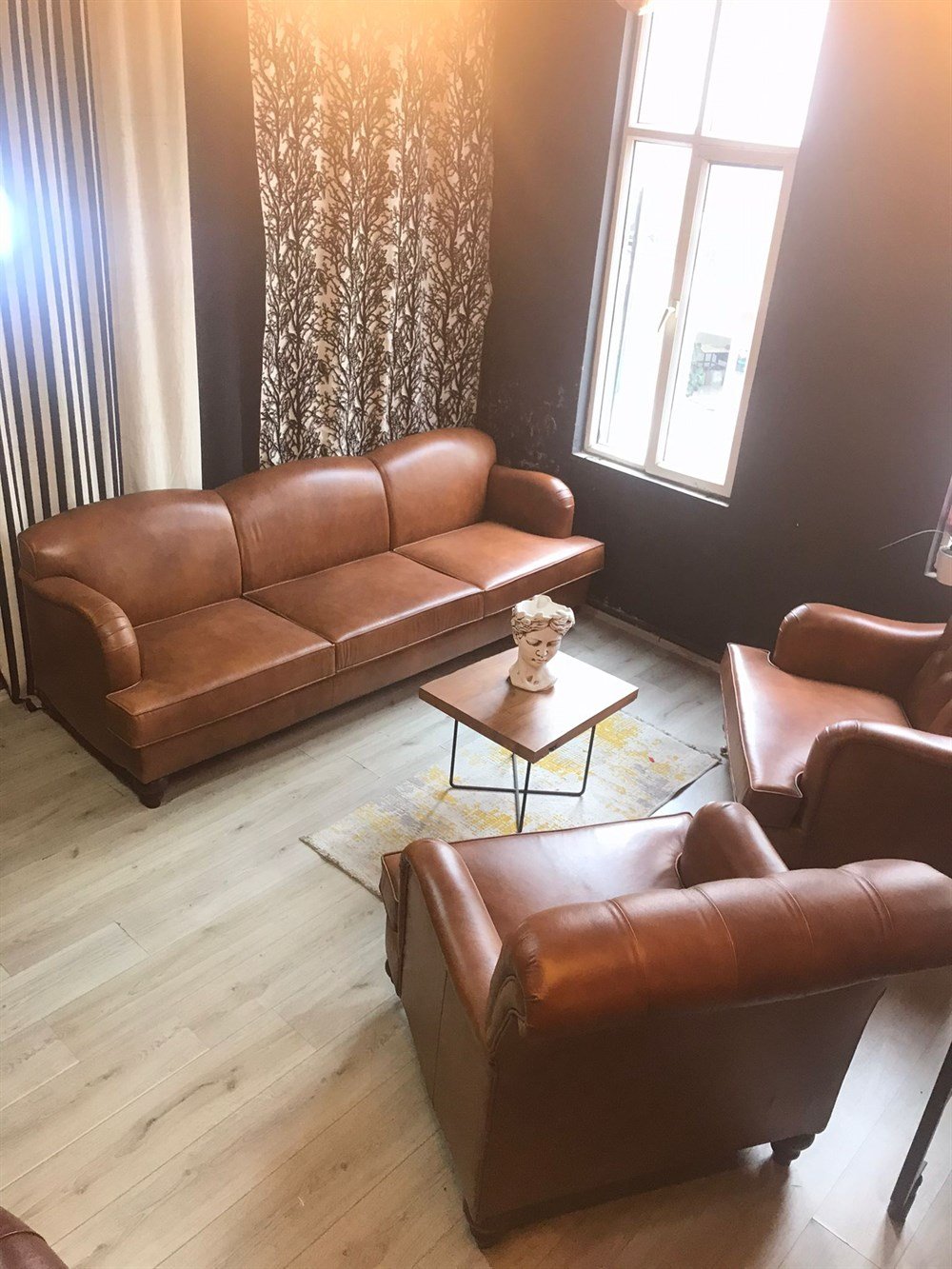 3A  HAKİKİ DERİ KİNG EDWARD İTALİAN SOFA 3+1+1