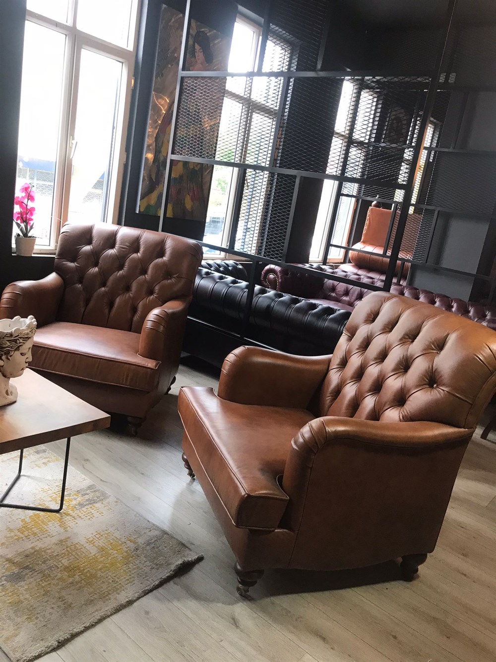 3A  HAKİKİ DERİ KİNG EDWARD İTALİAN SOFA 3+1+1