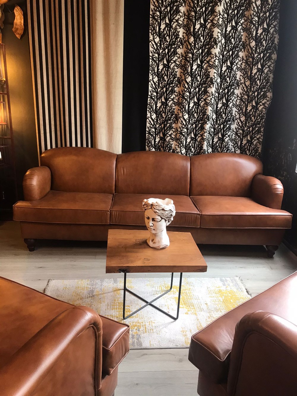 3A  HAKİKİ DERİ KİNG EDWARD İTALİAN SOFA 3+1+1