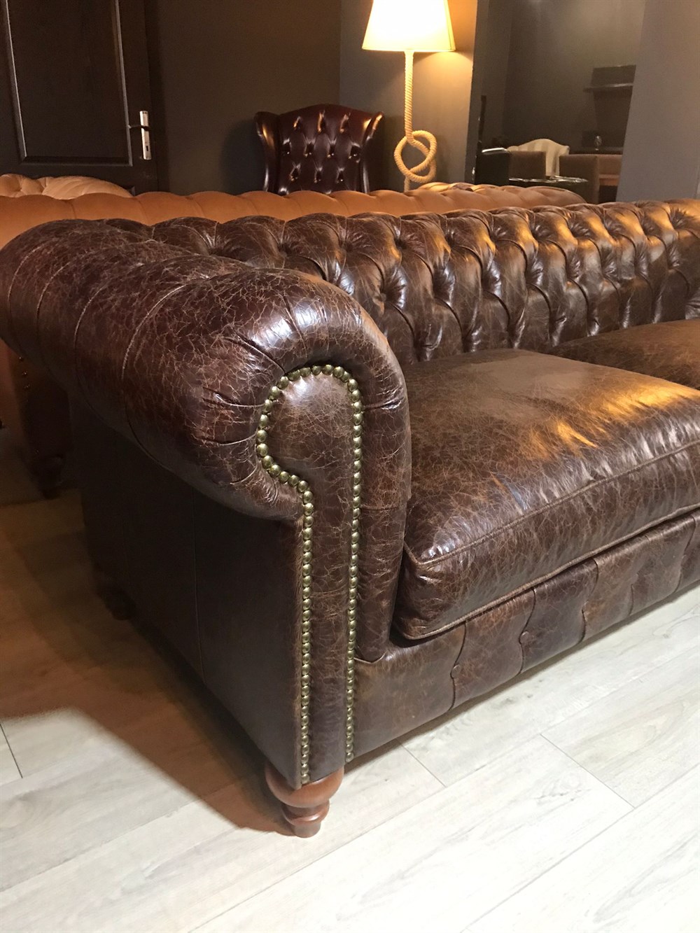 3A HAKİKİ DERİ OLD NAVY CHESTERFİELD TAKIMI 