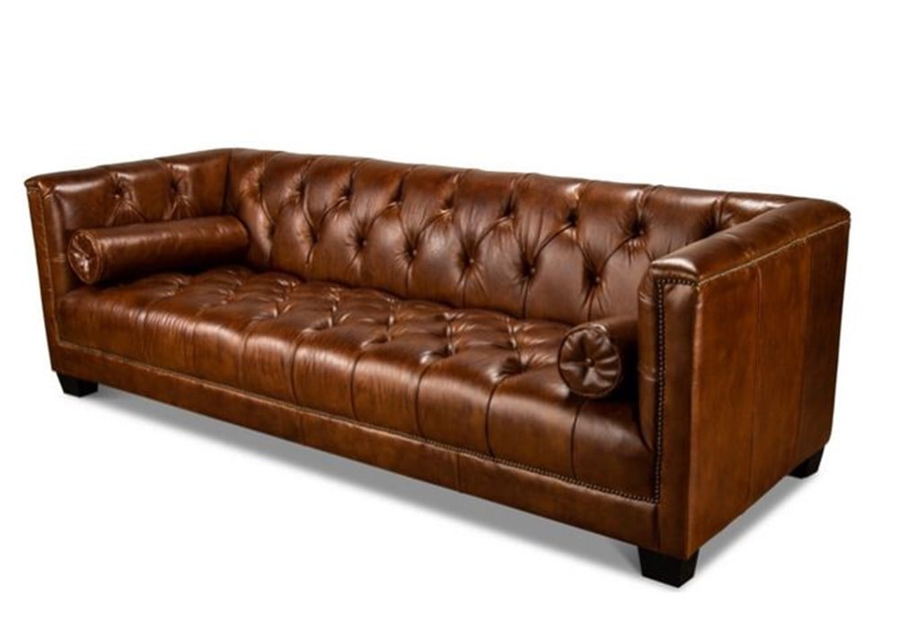 3A Leather Dark Hardwood Kanepe