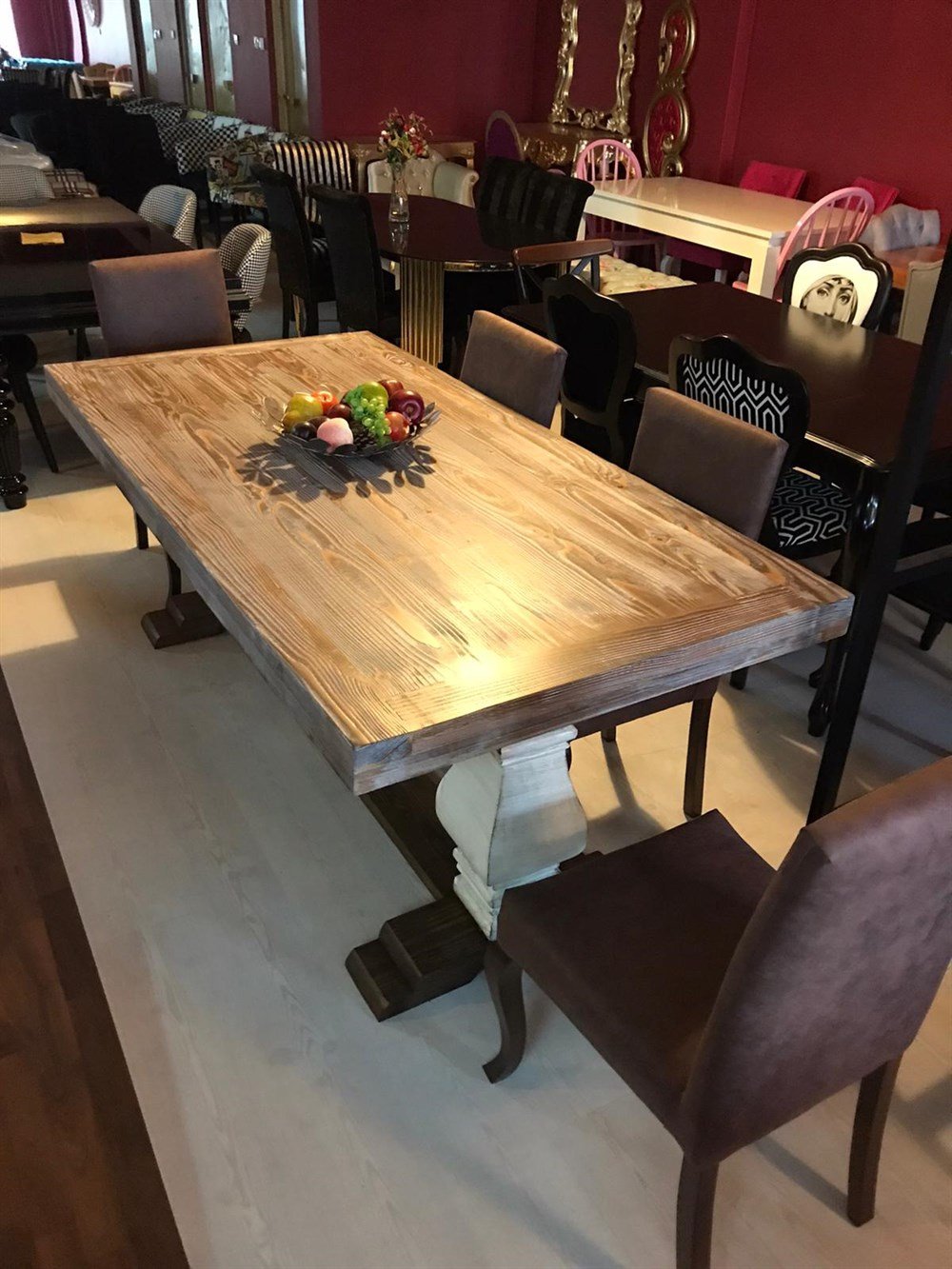 3A MABİLYA OLD NAVY DOĞAL AĞAÇ YEMEK MASASI TAKIMI