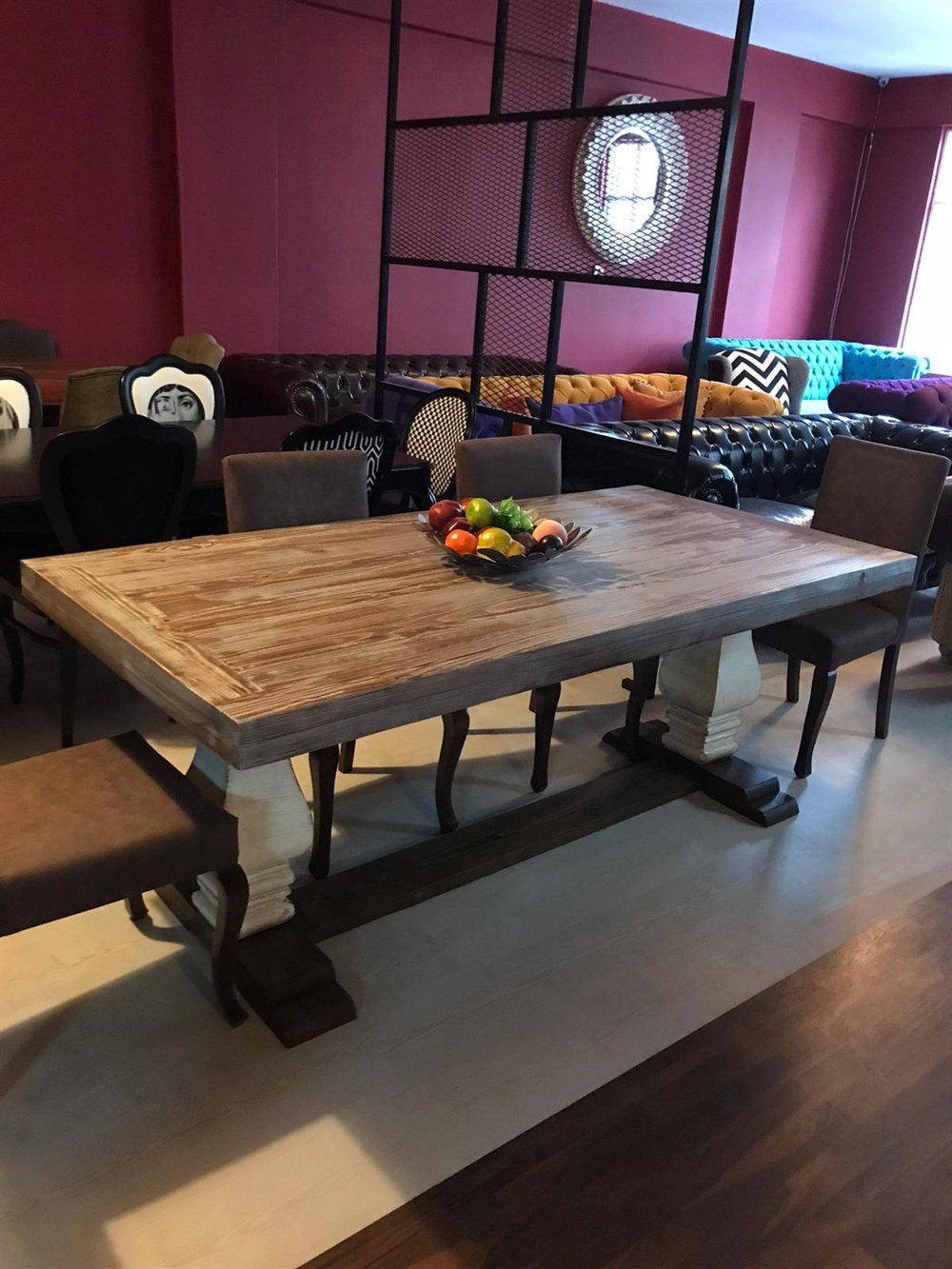 3A MABİLYA OLD NAVY DOĞAL AĞAÇ YEMEK MASASI TAKIMI