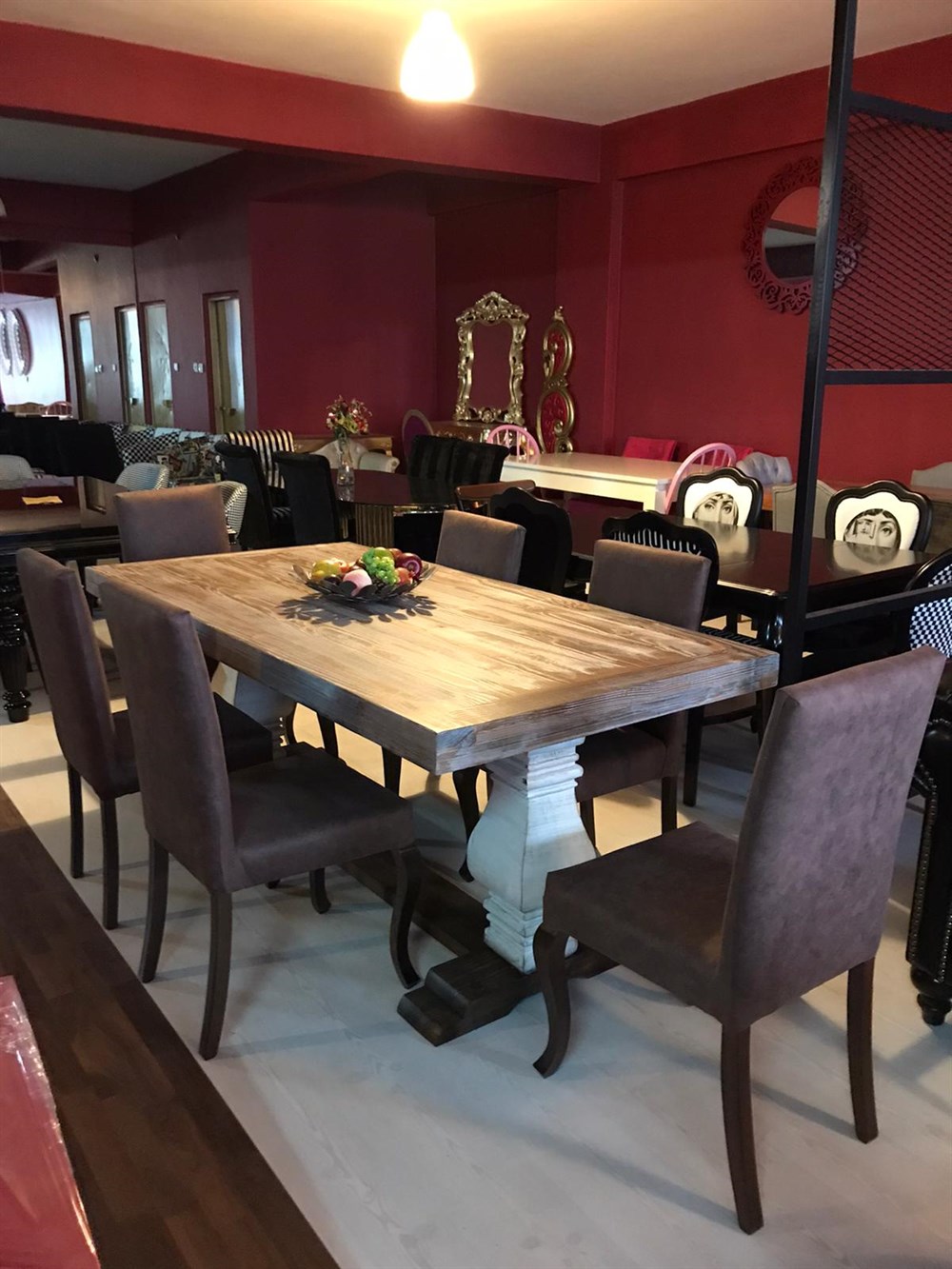 3A MABİLYA OLD NAVY DOĞAL AĞAÇ YEMEK MASASI TAKIMI