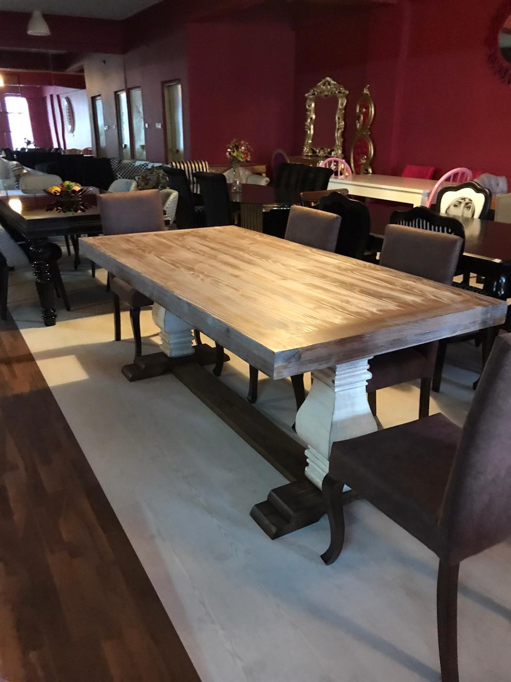 3A MABİLYA OLD NAVY DOĞAL AĞAÇ YEMEK MASASI TAKIMI