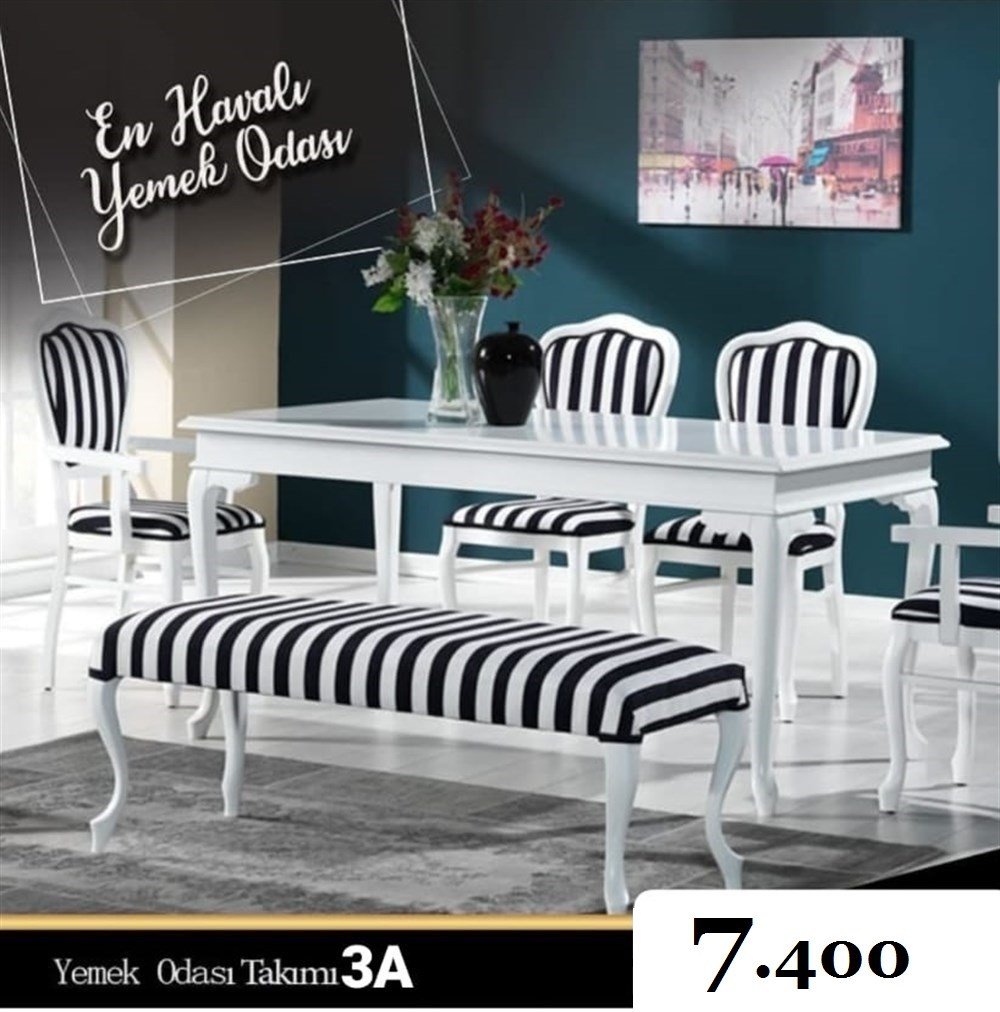 3A MOBİİLYA BLACK AND WHİTE YEMEK ODASI TAKIMI