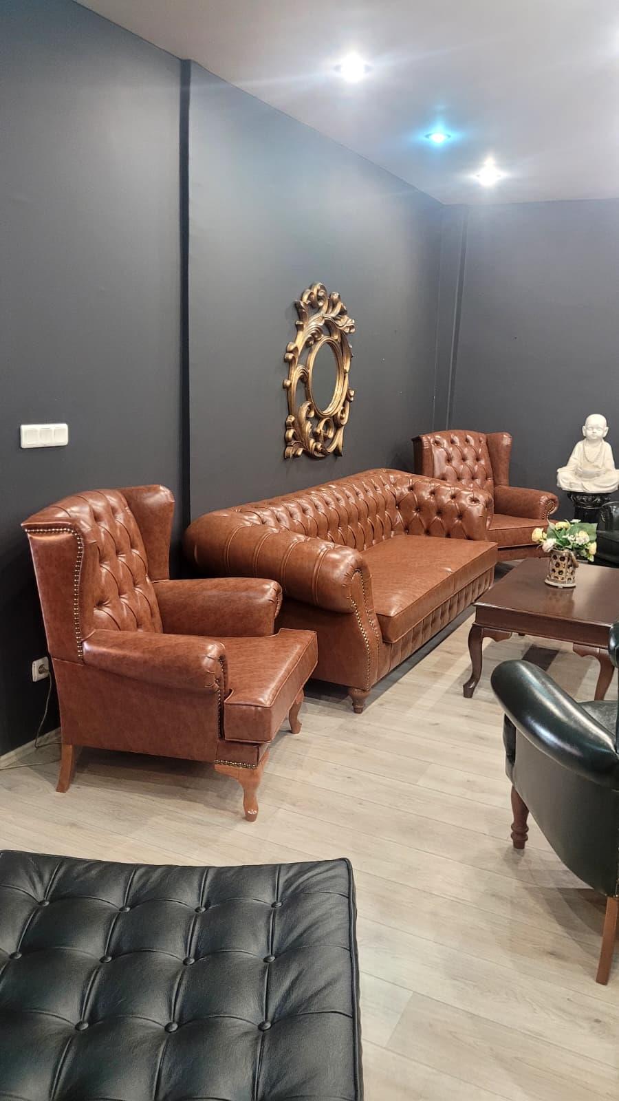 3A MOBİLYA BASTON CHESTERFİELD TAKIMI 3+1+1+PUF