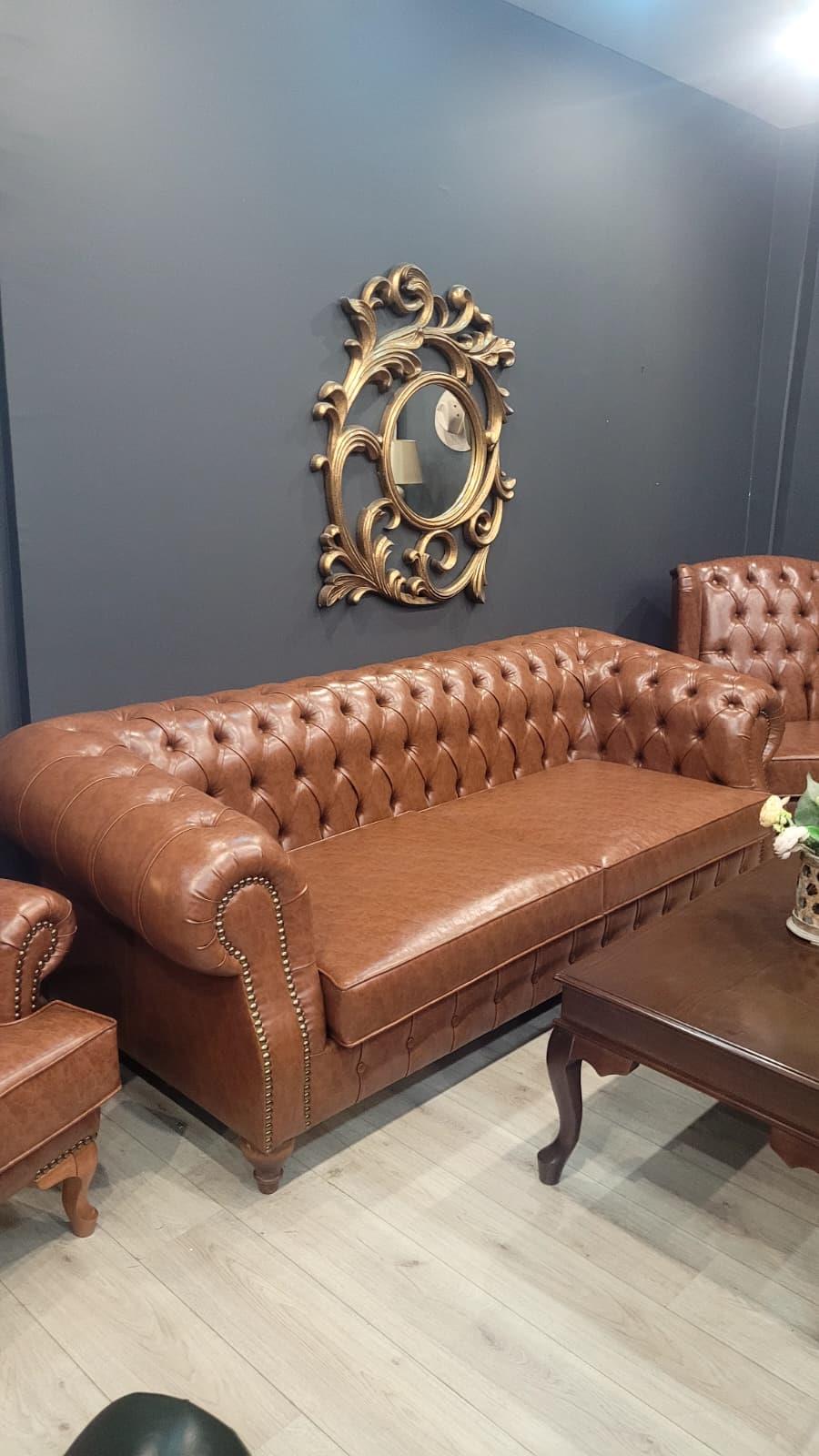 3A MOBİLYA BASTON CHESTERFİELD TAKIMI 3+1+1+PUF