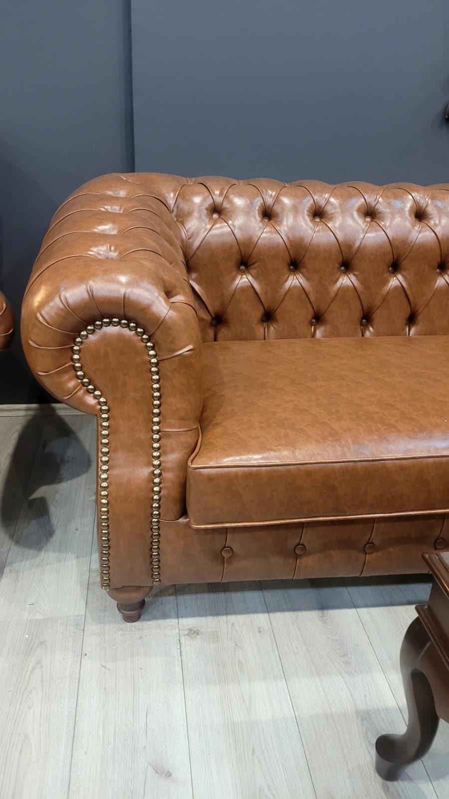 3A MOBİLYA BASTON CHESTERFİELD TAKIMI 3+1+1+PUF